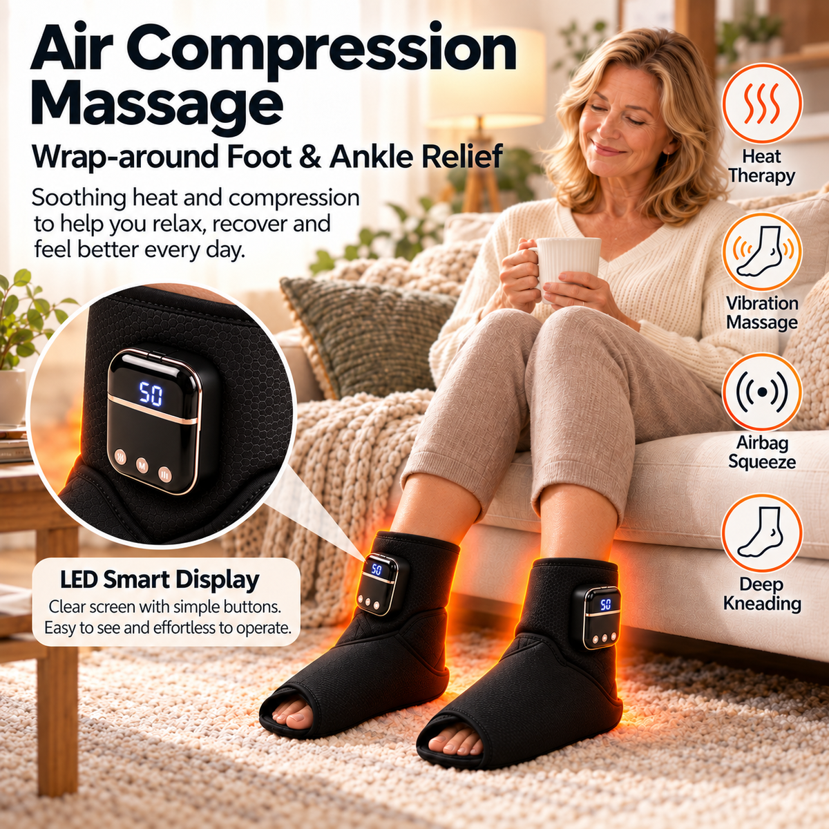 MelonFit AirFlow heat and compression explainer with LED display